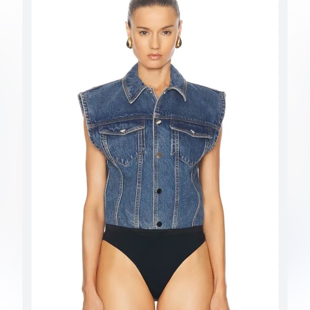 Ronny Coby Carlyle Denim Bodysuit Sz XL Blue NWT